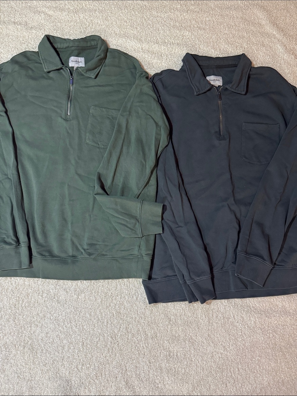 Goodfellow & Co Men’s Half-Zip Pullover Sweatshirts - Olive Green & Charcoal